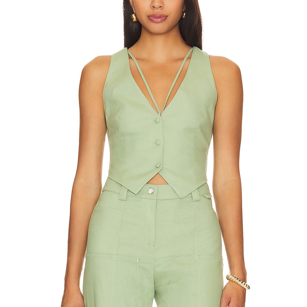 Camila Coelho 'Matilde' Green Linen Vest Size XS - NWT